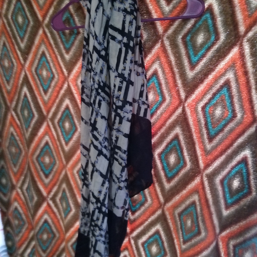 Chic Black and White Patterned Scarf